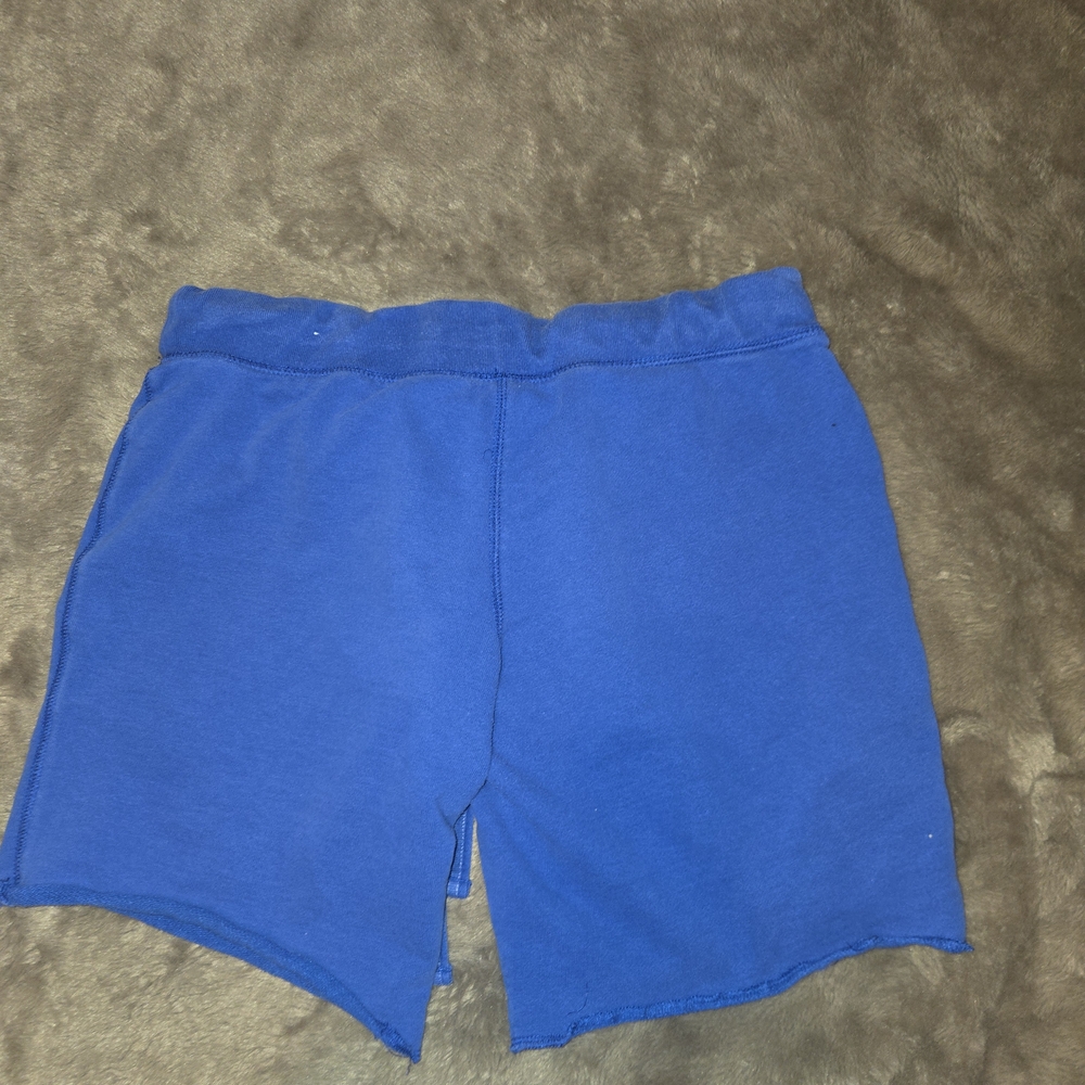Blue Drawstring Shorts with Embroidered Side Script - Picture 5 of 6